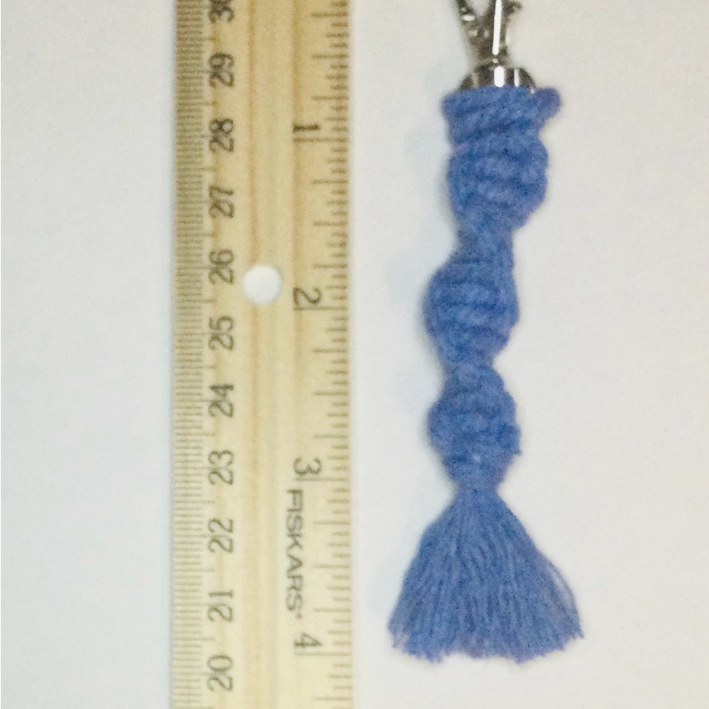 Blue Spiral Macrame Keychain Accessory - Picture 3 of 5